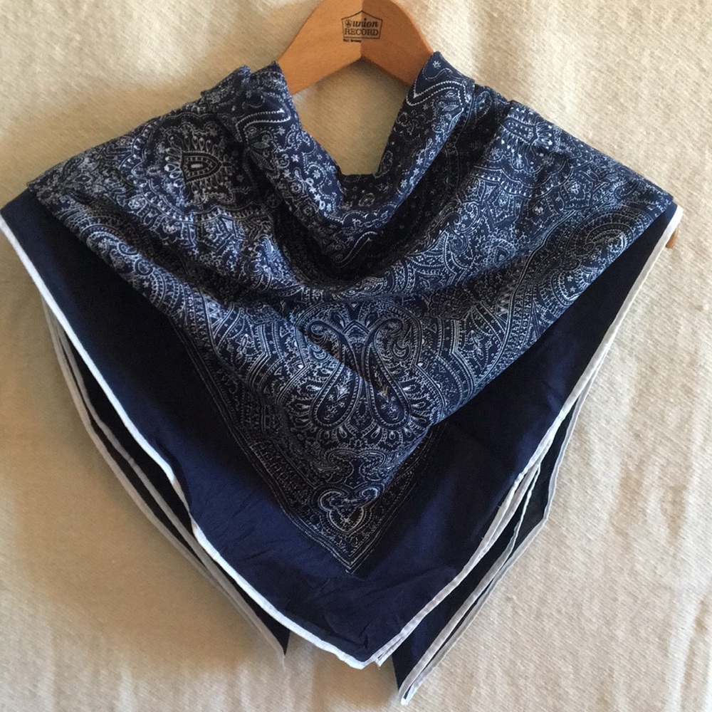 Aritzia Navy Blue Paisley cotton silk Scarf
